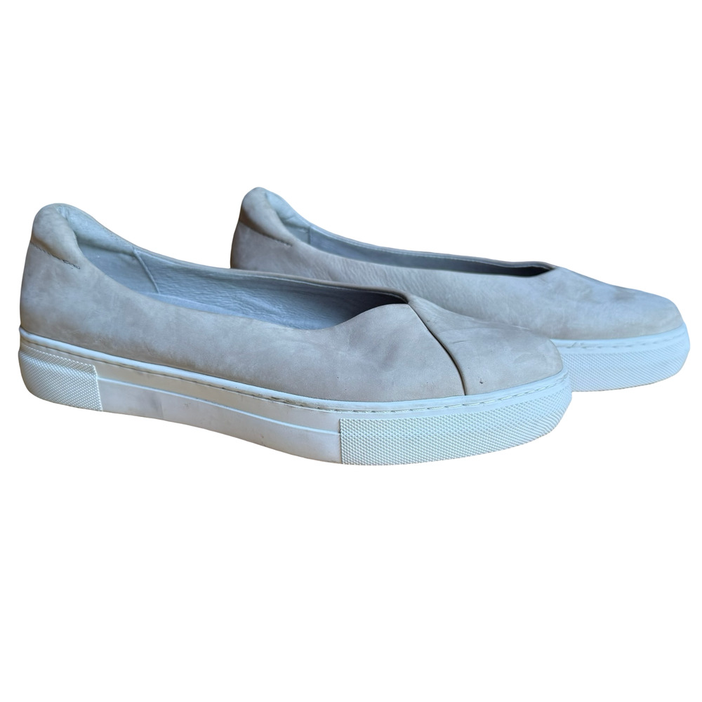 J/Slides Felecia Slip On Flats Sneakers Beige Neutral Leather Nubuck Shoes sz 7